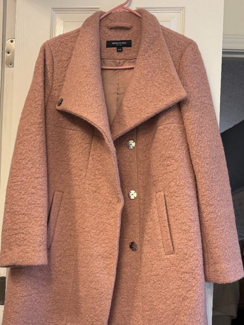 Kenneth Cole New York Medium Pink Wool Coat